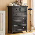 Black Modern 6 Drawer Storage Cabinet, Stylish Living Room Furniture, Farmhouse Style Dresser with Spacious Drawers Ideal for Entryway and Hallway Storage