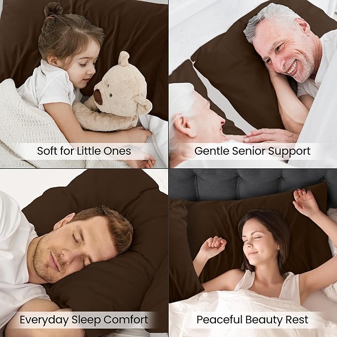 Pillow Covers by Utopia Bedding - Queen Size 2-Pack – Soft Brushed Microfiber – Perfect for Hospitals, Hotels, Guest Rooms – Oeko-TEX Certified, 20x30 Inches (Brown)