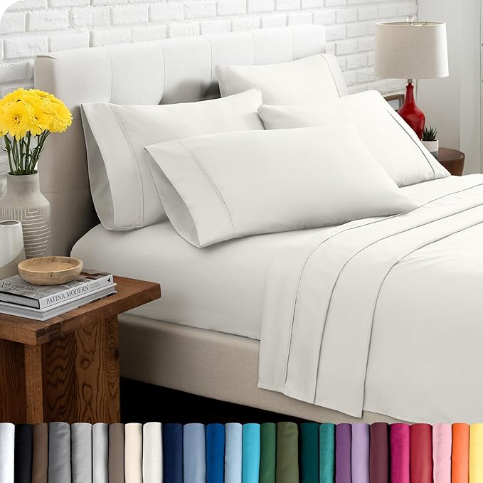 Bare Home Hotel Luxury Twin XL Sheet Set, Extra Soft - 4 Piece Set - Deep Pockets - Easy Fit - Cooling & Breathable - Wrinkle, Fade, Stain Resistant - Includes 2 Pillowcases (Twin XL, Cream)