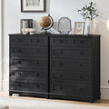 Farmhouse 6 Drawer Dresser for Bedroom Set of 2, 41" Tall Small Dressers & Chest of Drawers, Rustic Wood Dresser with Metal Handle, Storage Organizer Closet for Living Room, Hallway, Entryway