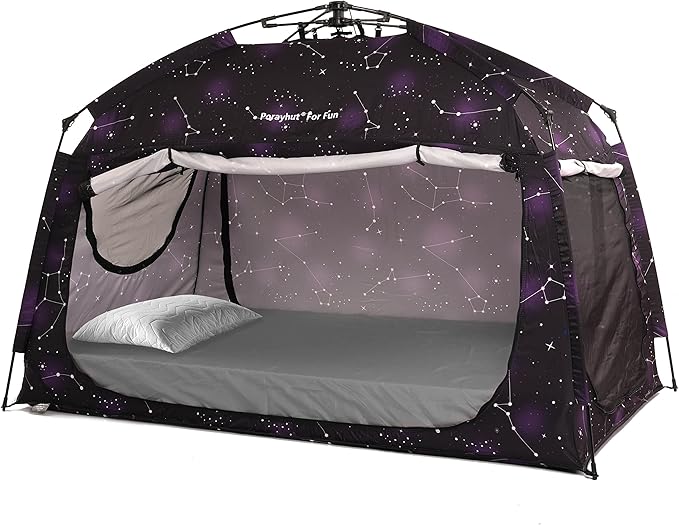Indoor Instant Privacy Bed Tent for Sleeping,Quick Set-up Bed Canopies,Portable Bed Drapes with Large Space and 3 Doors (Starry, Full)