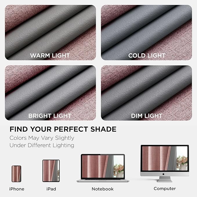 Joydeco Light Pink Blackout Curtains 90 Inches Long, Curtains 90 Inch Length 1 Panel for Bedroom, Thermal Insulated Linen Black Out Curtains with Grommets(100x90, Light Pink)