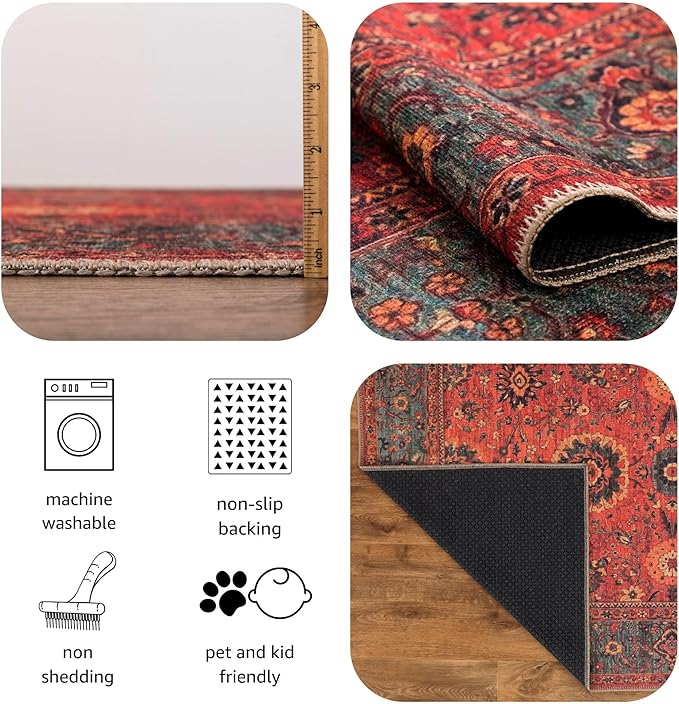Keen Home Design 3x5 Rug - Machine Washable Entry Rug with Non-Slip Backing, Ideal for Enteryway, Kitchen, Bathroom, Laundry Room - Vintage, Easy Clean, Durable, Low Pile Rug - (3' x 5')