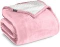 Bare Home Sherpa Fleece Blanket - Full/Queen Size - Blanket for Bed, Sofa, and Couch - Warm & Lightweight - Fluffy & Soft - Reversible (Full/Queen, Light Pink)