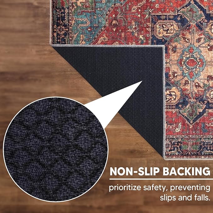 Keen Home Design 2x10 Rug - Machine Washable Runner Rug with Non-Slip Backing, Ideal for Hallway, Entryway, Kitchen, Laundry Room - Vintage, Easy Clean, Durable, Low Pile - (2'6" x 10')