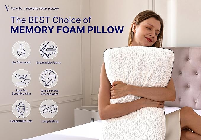 Cooling Gel Memory Foam Pillow | 1-Pack | Standard Size Bed Pillows For Sleeping | Medium-Firm | Back, Stomach and Side Sleeper Pillow | Shoulder & Back Pain Relief | Washable , Bamboo Viscose Cover