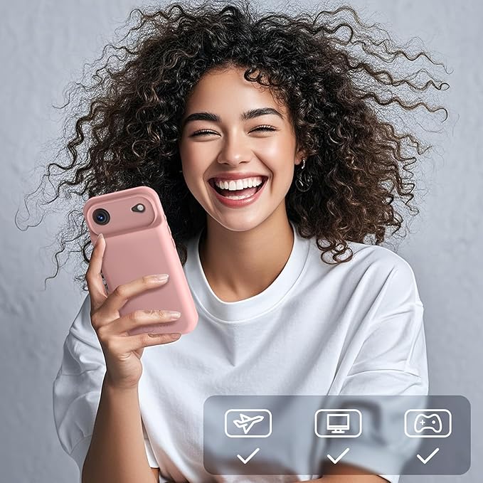 GIN FOXI Battery Case for iPhone 17 AIR, Charging Case Charger 8500mAh Ultra-Slim Lightweight Powerful Battery Pack 15W Fast Rechargeable Anti-Fall TPU Juice Box for iPhone 17 AIR (6.5") Pink