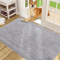 OLANLY Dog Door Mat for Muddy Paws 48x30, Absorbs Moisture and Dirt, Absorbent Non-Slip Washable Doormat, Quick Dry Chenille Mud Mat for Dogs, Entry Indoor Entryway Carpet for Inside Floor, Light Grey