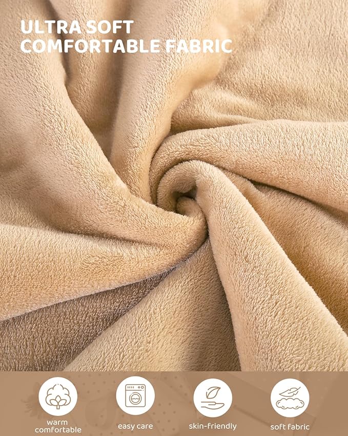 Heated Blanket Electric Blanket Twin Size, Super Soft Cozy Upgraded Flannel Heating Blanket with 9 Heating Levels & 1-9 Hours Auto Off, Fast Heat & Overheat Protection, 62" x 84", Khaki
