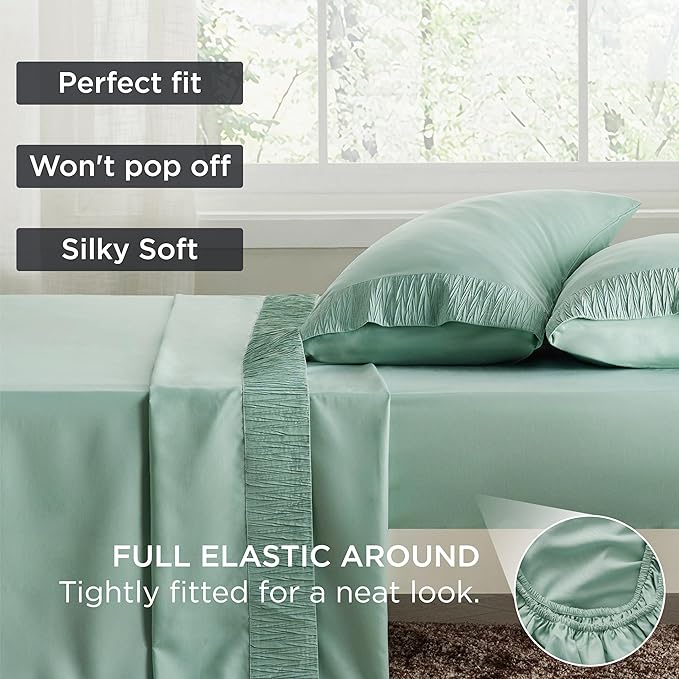 Bedsure Twin XL Sheet Sets Dorm Bedding - 3 Pieces Soft Extra Long Twin Sheets, Hotel Luxury, Easy Care Microfiber for Women, Men, Mint Green