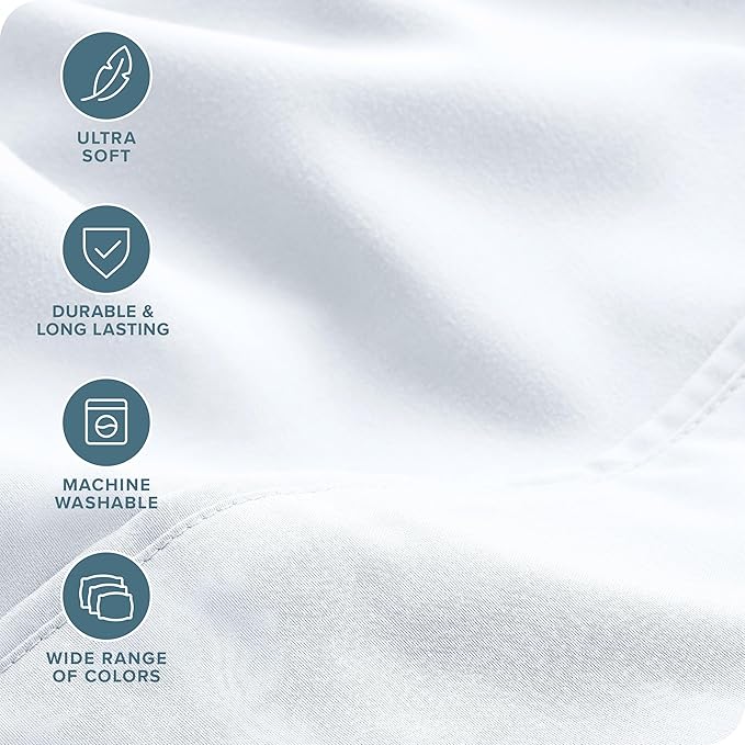 Bare Home Hotel Luxury Full XL Sheet Set, Extra Soft - 6 Piece Set - Deep Pockets - Easy Fit - Cooling & Breathable - Wrinkle, Fade, Stain Resistant - Includes 4 Pillowcases (Full XL, White)