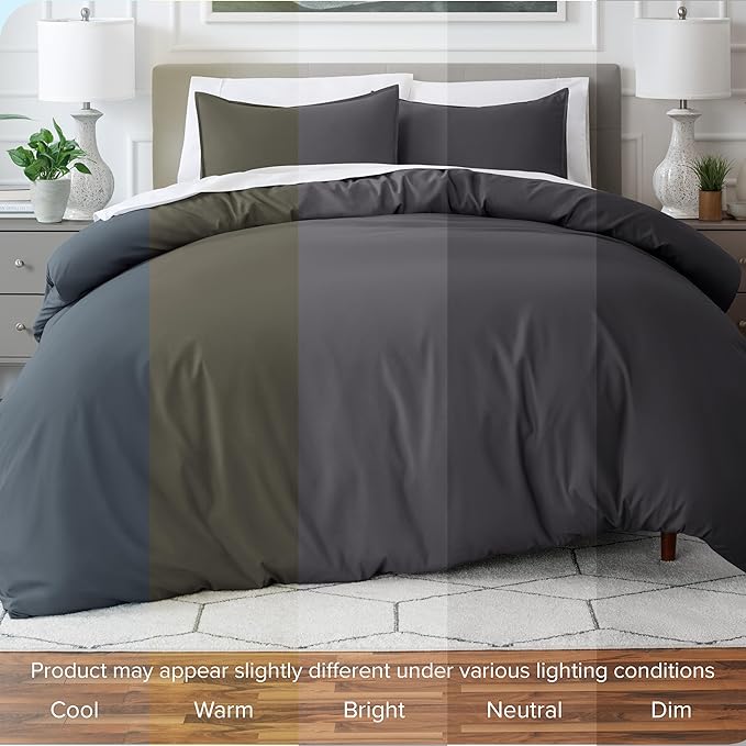 Bare Home Bedding Duvet Cover California King Size - Premium 1800 Super Soft Collection - Lightweight, Cooling - Soft Breathable Bedding Duvet Cover (Cal King, Forged Iron Grey)