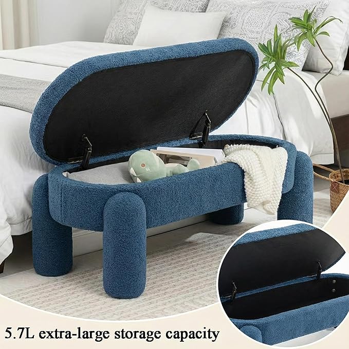 Ottoman with Storage, Large Foot Rest Ottoman Storage Bench,End of Bed Bench,Upholstered Seating,for Entryway, Hallway, Living Room,Bedroom (Navy)