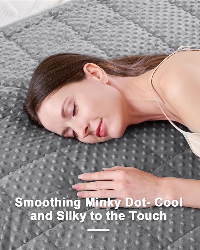 Weighted Blanket for Adults Queen Size 20 lbs, All-Season Minky Dots Cooling Heavy Blanket for Women Men, Soft Cozy and Breathable Weighted Throw, Machine Washable, 60 x 80 Inches, Grey