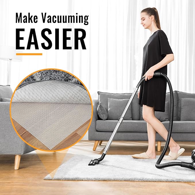 Silicone Non-Slip Rug Pad, Anti Skid Thin Area Rug Pad Gripper, Under Carpet Rug Mats for Hardwood Surface Floors, Keep Rugs in Place-2x8 Ft