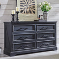 JXQTLINGMU Farmhouse 6 Drawers Dresser for Bedroom, 52'' Wide Large Wood Dressers with Bar Handles, Chests of Drawers with Storage Dressers Organizer for Bedroom, Hallway, Black