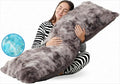 ZonLi Fluffy Bubble Body Pillow – Faux Rabbit Fur Long Pillow for Adults, 20x54 Inch Plush Body Pillow for Sleeping & Lounging, Dual-Sided Soft Cover with Adjustable Memory Foam Filling, Grey