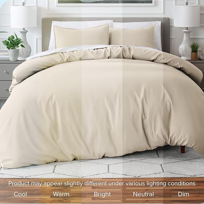 Bare Home Bedding Duvet Cover Oversized Queen - Premium 1800 Super Soft Collection - Lightweight, Cooling - Soft Breathable Bedding Duvet Cover (Oversized Queen, Sand)