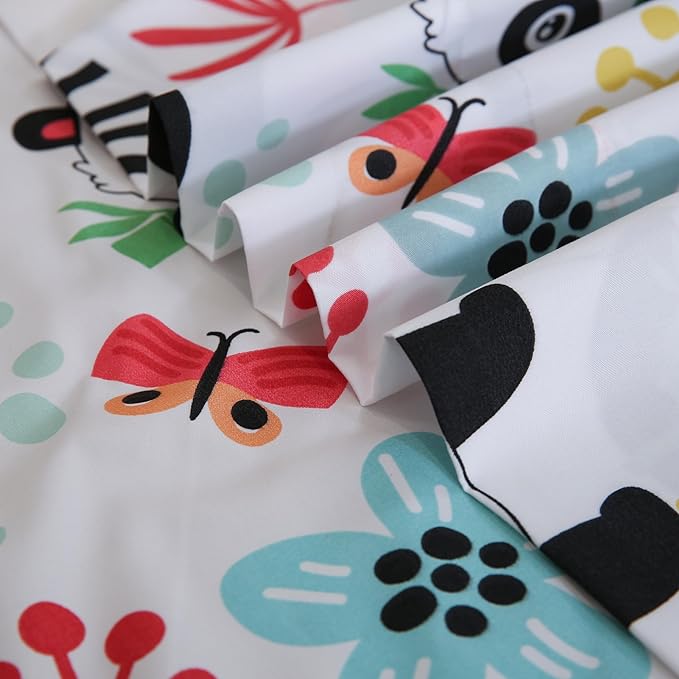 JSD Panda Kids Sheet Set Full Size, 4 Piece Floral Printed Microfiber Bed Sheets Deep Pocket