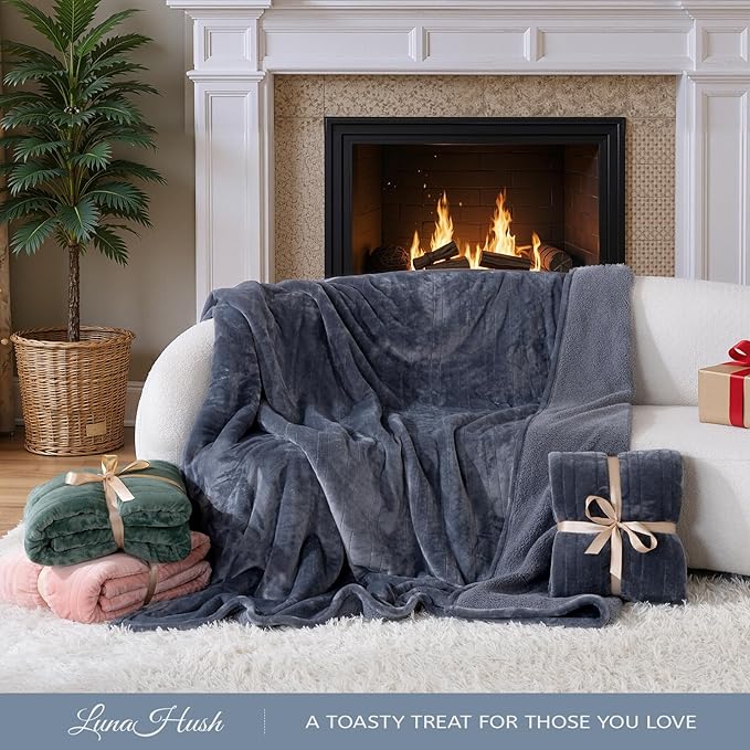 Full Size Electric Blanket Heated, Double-Sided Flannel＆Sherpa Heated Blanket with 8 Heat Levels & 10 Hours Auto Off, Fast Heating Blankets Machine Washable with ETL & FCC Certified,Light Grey