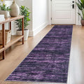 2x8 Modern Abstract Runner Rug for Hallways, Purple White Super Soft Hallway Decor Kitchen Rugs with Non-Slip, Non-Shedding Washable Rug for Entryway Bedroom Indoor