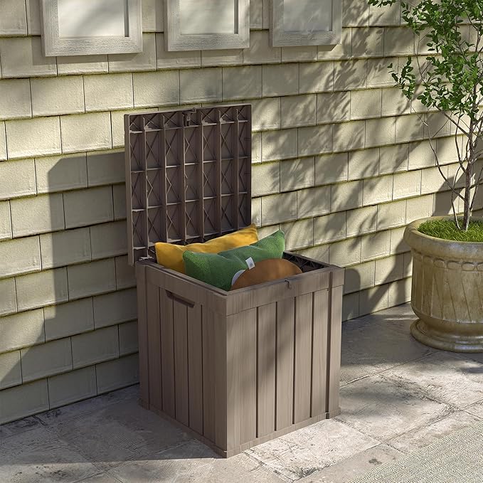 50 Gallon Deck Box Plus,Outdoor Storage Box Lockable,Waterproof for Patio Furniture, Garden Tools, Pool Accessories, Package Delivery Boxes For Outside, Greige