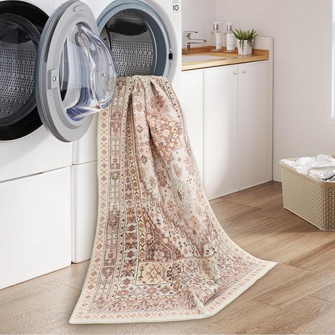 zesthome 6x9 Area Rug, Super Soft Washable Rugs for Living Room, Non-Slip Stain Resistant Vintage Rugs, Ultra-Thin Large Area Rugs
