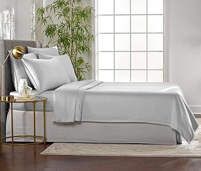 Pure Bamboo Twin XL Sheets, Genuine 100% Organic Viscose Derived from Bamboo Bed Sheet Set, Luxuriously Soft & Cooling, Double Stitching, 2 Year Quality Promise (Twin XL, Silver Pearl)