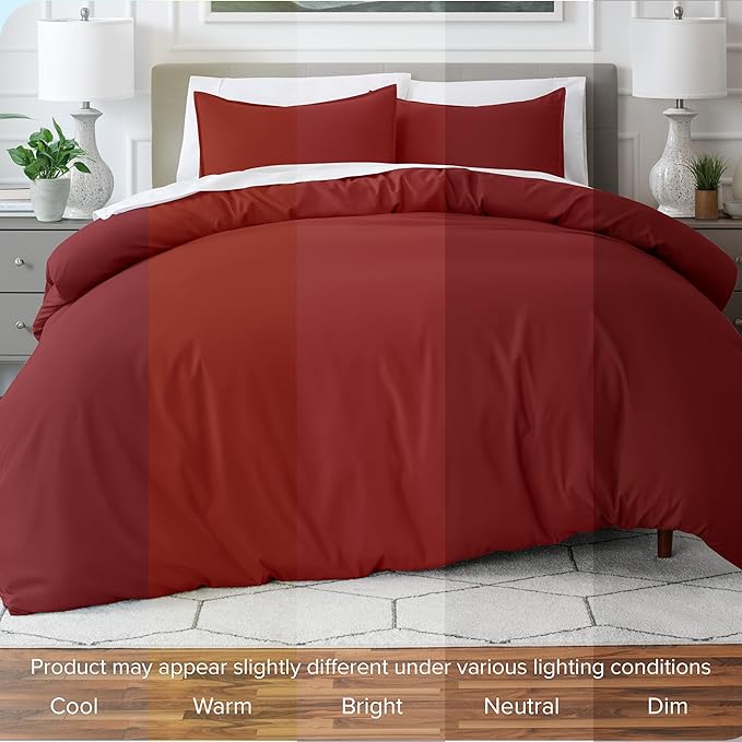 Bare Home Bedding Duvet Cover California King Size - Premium 1800 Super Soft Collection - Lightweight, Cooling - Soft Breathable Bedding Duvet Cover (Cal King, Rosewood)