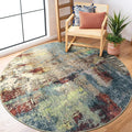 Lahome Modern Abstract Round Rug 5ft - Washable 5x5 Circle Rugs for Bedroom Dining Table Non Slip Non-Shedding, Soft Floor Carpet for Living Room Nursery Dorm Kitchen,Red/Multi
