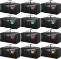 12 Pack Extra Large Heavy Duty Moving Bags with Reinforced Zipper & Wide Handles, Moisture-Resistant Storage Bins Packing Cubes for Clothes, College Dorm, Travel, and Home Organization, Black