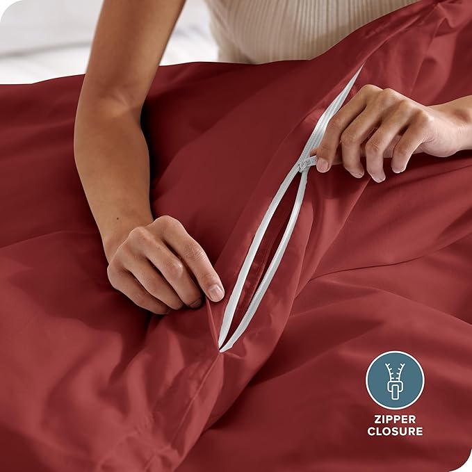 Bare Home Bedding Duvet Cover Queen Size - Premium 1800 Super Soft Collection - Lightweight, Cooling - Soft Breathable Bedding Duvet Cover (Queen, Rosewood)