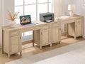 SICOTAS 2 Pieces Rattan Vanity Home Office Desk - Big Boho Makeup Vanities Benches with Drawers & Storage Cabinets, Dressing Vanity Table for Makeup Room, Bedroom, Home Office, Light Oak