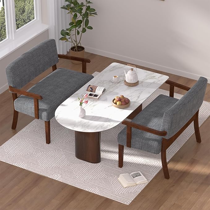 Accent Chair 2 Seat, Arm Chairs with Soft Seat and Armrests for Living Room, Love seat for Dining, Reading, and Waiting Rooms (Gray)