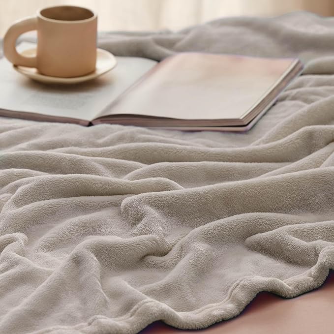 Bedsure GentleSoft Fleece Blankets Twin Size Oxford Tan - 300GSM Lightweight Plush Fuzzy Cozy Soft Blanket for Bed, Sofa, Couch, Travel, Camping, 60x80 inches