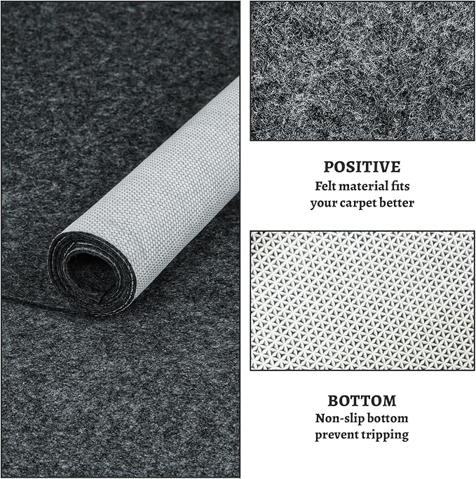 100% Waterproof Rug pad, 10x14 ft Area Rug Non-Slip Rug Pads, 1/4" Thick Carpet Pads for All Floors and finishes, Felt pad for Hardwood Floors, Keep Carpets in Place Soft and Secure