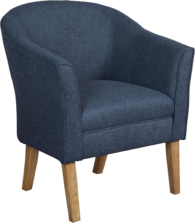 HomePop Barrel Shaped Accent Chair,Arm Rest, WOOD AND POLYESTER,Blue Medium