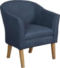 HomePop Barrel Shaped Accent Chair,Arm Rest, WOOD AND POLYESTER,Blue Medium