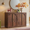 ACCOHOHO Arched Dresser for Bedroom with 6 Drawers, 47.3" Wide Modern Chest of Drawers with Rounded Edge & Metal Handles, Wood Storage Closet Dressers TV Stand for Living Room, Hallway, Brown