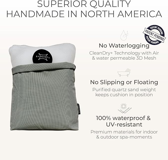 BADESOFA® Luxury Bath Pillow Set 2-Piece – Large Back Pillow & Foot Pillow for Tub – Spa-Grade Comfort for Head, Neck, Back & Feet – Quick Drying Bathtub Cushion Set in Charcoal