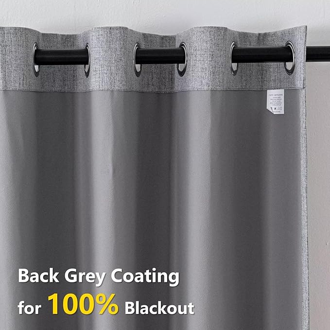 100% Blackout Curtains 84 Inch Length 2 Panels Set, Black Out Curtains for Living Room, Light Grey Thermal Insulated Grommet Drapes Bedroom Luxury Decor Privacy(70W × 84L inch, Light Grey)