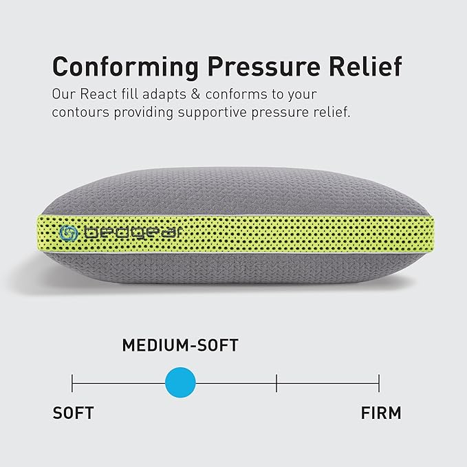 Bedgear Multi-Position Performance Pillow – Medium Soft Hypoallergenic Pillow with React Blend Fill for Back, Stomach, and Side Sleepers – Temperature-Regulating with Airflow Technology