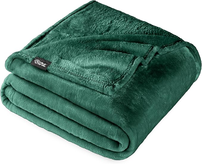 Bare Home Fleece Blanket - Full/Queen - Ultra-Soft Lightweight for Bed, Sofa, and Couch - Luxury Microplush - Cozy Warm Blanket (Full/Queen, Forest Green)