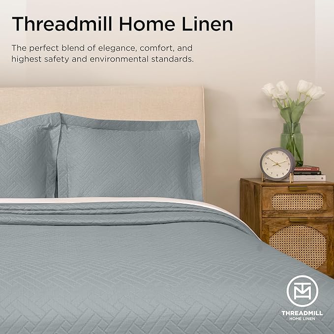 Threadmill Luxury Cotton Blankets for Twin Size Bed | All-Season 100% Cotton Twin Blanket for Bed | Jacquard Lightweight, Soft & Cozy Coverlet, 350GSM, 68 x 90 inches | Scottish Grey