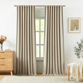 Vision Home Sand Linen Full Blackout Curtains 108 inch for Bedroom Living Room Darkening Soundproof Window Panels 9FT Thermal Insulated Rod Pocket Back Tab Farmhouse Drapes 56" Wx108 Lx2