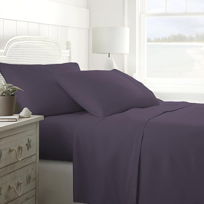 Linen Market Brushed Microfiber Full Sheet Set 4 Piece – Oeko-TEX Certified Ultra Soft & Wrinkle-Free - 16" Deep Pocket Sheets - Easy Care Full Size - Purple