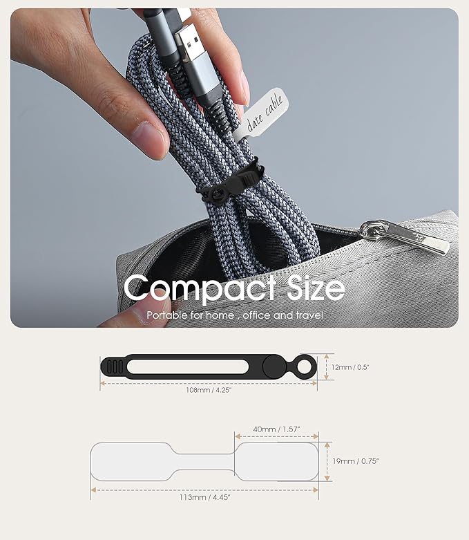 32Pcs Nearockle Cable Labels and Silicone Cable Ties Cable Management Set, Reusable 16 Cable Ties+16 Cord Labels for Electronics, Travel Home Office Desk Wire Organization (Black)