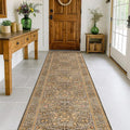 Brown 2'6" x 10' Hallway Runner Rug Non Slip - Stain Resistant Washable Kitcehn Rug, 10ft Extra Long Entryway Indoor Mats, Soft Boho Vintage Gold Brown Floral Indoor Décor