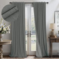 Office Curtains for Windows 102 Inches Long 2 Panel Set Blackout Back Tab Pleated Linen Textured Room Darkening Black Out Masculine Curtains for Boys Bedroom Man Cave 102 Length Slate Grey Dark Gray
