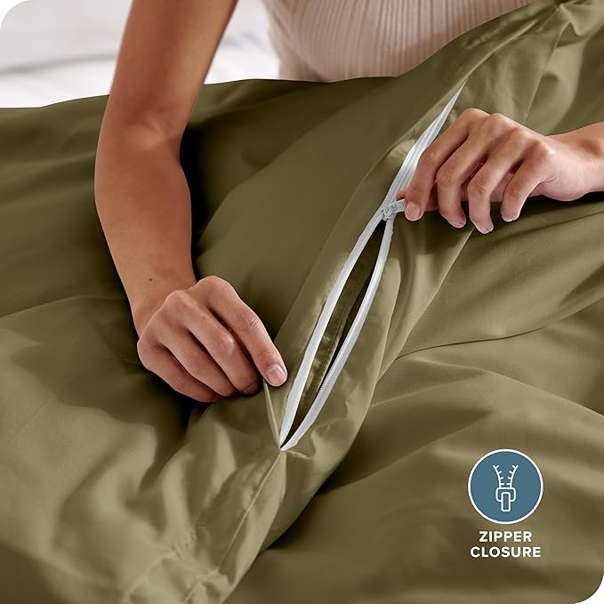 Bare Home Bedding Duvet Cover Extra Long Size - Premium 1800 Super Soft Collection - Lightweight, Cooling - Soft Breathable Bedding Duvet Cover (Twin/Twin XL, Olive)